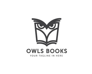 Wall Mural - Owl book logo design, college owl book logo