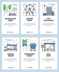 Wall Mural - vector line art web and mobile app template set