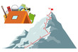 © dvolkovkir1980 - Route climber. Climber climb to the top. Way to success. Flat design, vector illustration, vector.