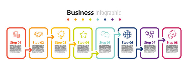 infographic element design 8 step, infochart planning