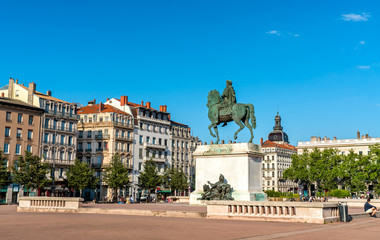 Equestrian statue of Louis XIV on Place Bellecour in Lyon, France