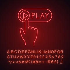 Sticker - Play button click neon light icon