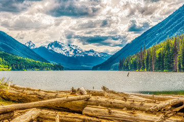 Wall Mural - Evening view at the Mount Rhor mountain from Duffey lake Provincial Park in British Columbia - Canada