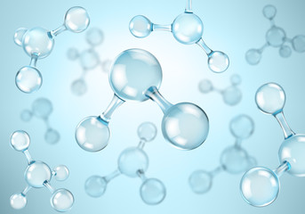 Wall Mural - abstract molecules design. atoms. molecular structure with blue spherical particles. vector illustra