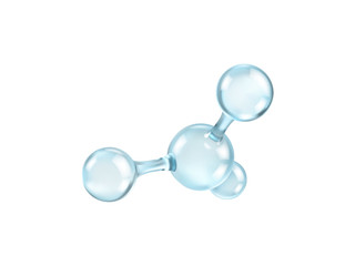 Wall Mural - glass molecule model. reflective and refractive abstract molecular shape isolated on white backgroun