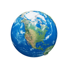 planet earth globe isolated on white background. blue and green realistic world. earth day celebrati