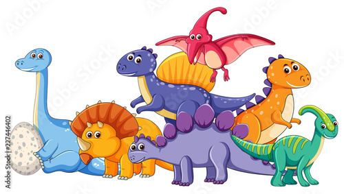 Set of different dinosaur character Wallpaper Mural