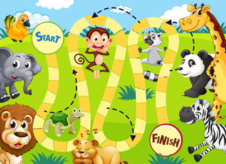 Wall Mural - Wild animals game template