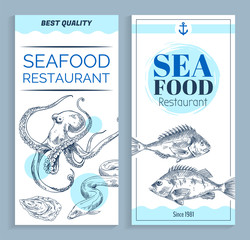 Wall Mural - Vector Best Quality Seafood Restaurant Banner Set