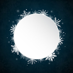 White Circle Snowflakes, New Year Christmas Frame.