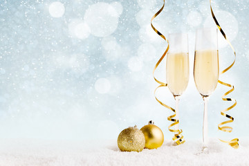 Wall Mural - New year background with champagne flutes