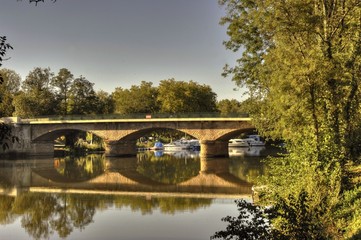 Wall Mural - Pont sur la Seille en Bresse.