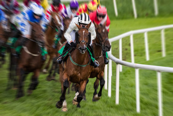 Motion blur zoom horse race speeding effect