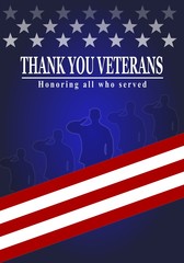 Wall Mural - Happy Veterans Day with American flag