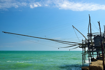  A old trabucco a typical construction for fishing. Abruzzo, Italy