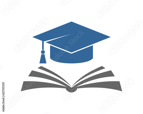 Vector Graduation Hat And Book School Sign Symbol Icon Logo Design