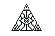 All Seeing icon illustration. The symbol of the Illuminati eye in the pyramid, in different styles.