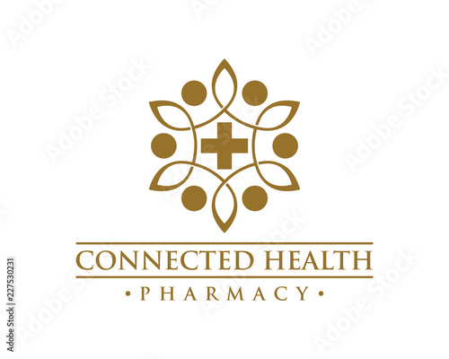 Vector Abstract Connected People Health Pharmacy With Plus Sign