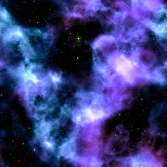 Wall Mural - night sky with bright blue red magenta colored nebula and stars seamless tiling