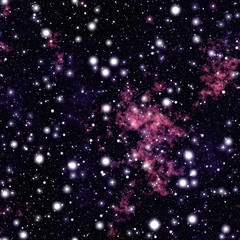 Wall Mural - night sky with dark red and blue nebula, stars seamless tiling