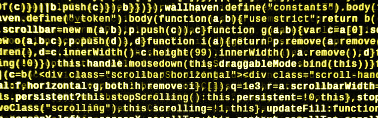 Computer program preview. Programming code typing. Information technology website coding standards for web design