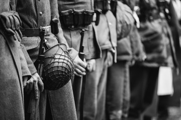 Close Up Of German Military Ammunition Of A German Soldier. Worl