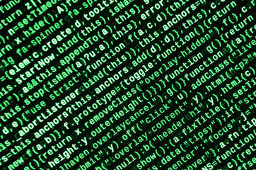 Computer program preview. Programming code typing. Information technology website coding standards for web design