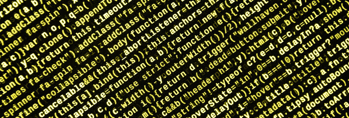 Computer program preview. Programming code typing. Information technology website coding standards for web design