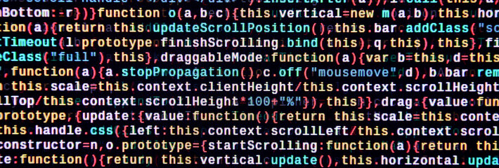 Wall Mural - writing programming code on laptop. digital binary data on computer screen