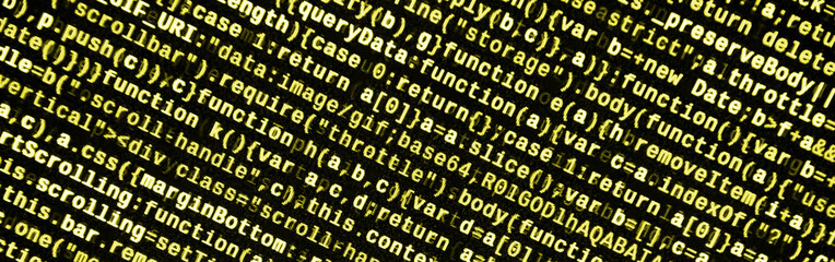 Computer program preview. Programming code typing. Information technology website coding standards for web design