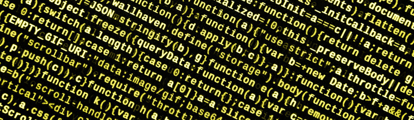 Computer program preview. Programming code typing. Information technology website coding standards for web design