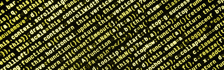 Computer program preview. Programming code typing. Information technology website coding standards for web design