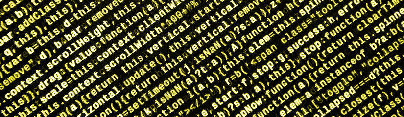 Computer program preview. Programming code typing. Information technology website coding standards for web design