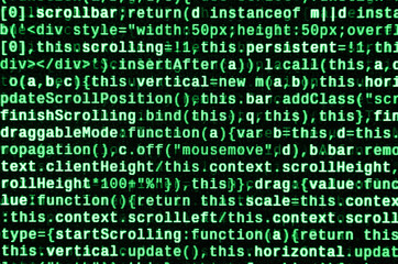 Computer program preview. Programming code typing. Information technology website coding standards for web design