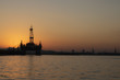 oil platform sunset