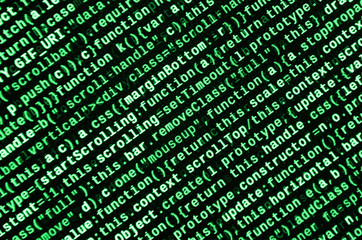 Computer program preview. Programming code typing. Information technology website coding standards for web design