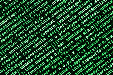 Computer program preview. Programming code typing. Information technology website coding standards for web design
