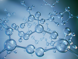 Wall Mural - science background with molecule or atom, abstract structure for science or medical background.