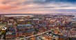 Aerial panorama of Portland, Maine at dusk