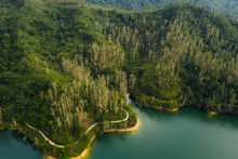 Aerial View Of Reservoir In Hong Kong