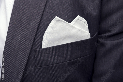 Fotografie, Obraz View to the male coat pocket with a fixed white square