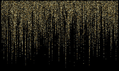 Wall Mural - Garland lights gold glitter hanging vertical lines vector holiday background.