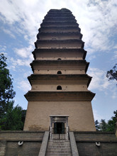 Small Wild Goose Pagoda In Xian City, Shaanxi Province, China. Blue Sky.