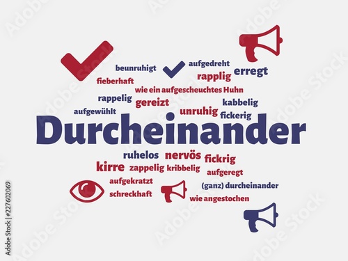 Fotografía Das Wort - Durcheinander - abgebildet in einer Wortwolke mit zusammenhängenden W