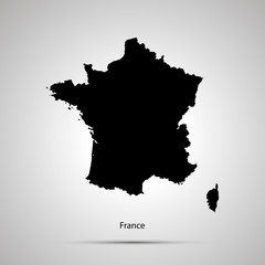 Wall Mural - France country map, simple black silhouette on gray