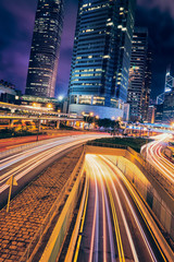 Wall Mural - Street traffic in Hong Kong at night