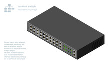 Networking Ethernet Switch Isometric Vector Illustration.
