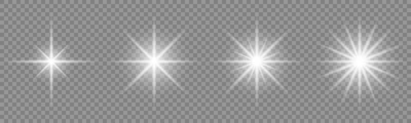 Wall Mural - set of glowing light effect and stars. shining star.