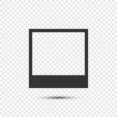 Wall Mural - black photo frame icon with shadow on transparent background