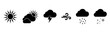 Set of vector black Weather icons. Weathers icons. Weather vector icons. Weather forecast sign symbols. Weathers signs